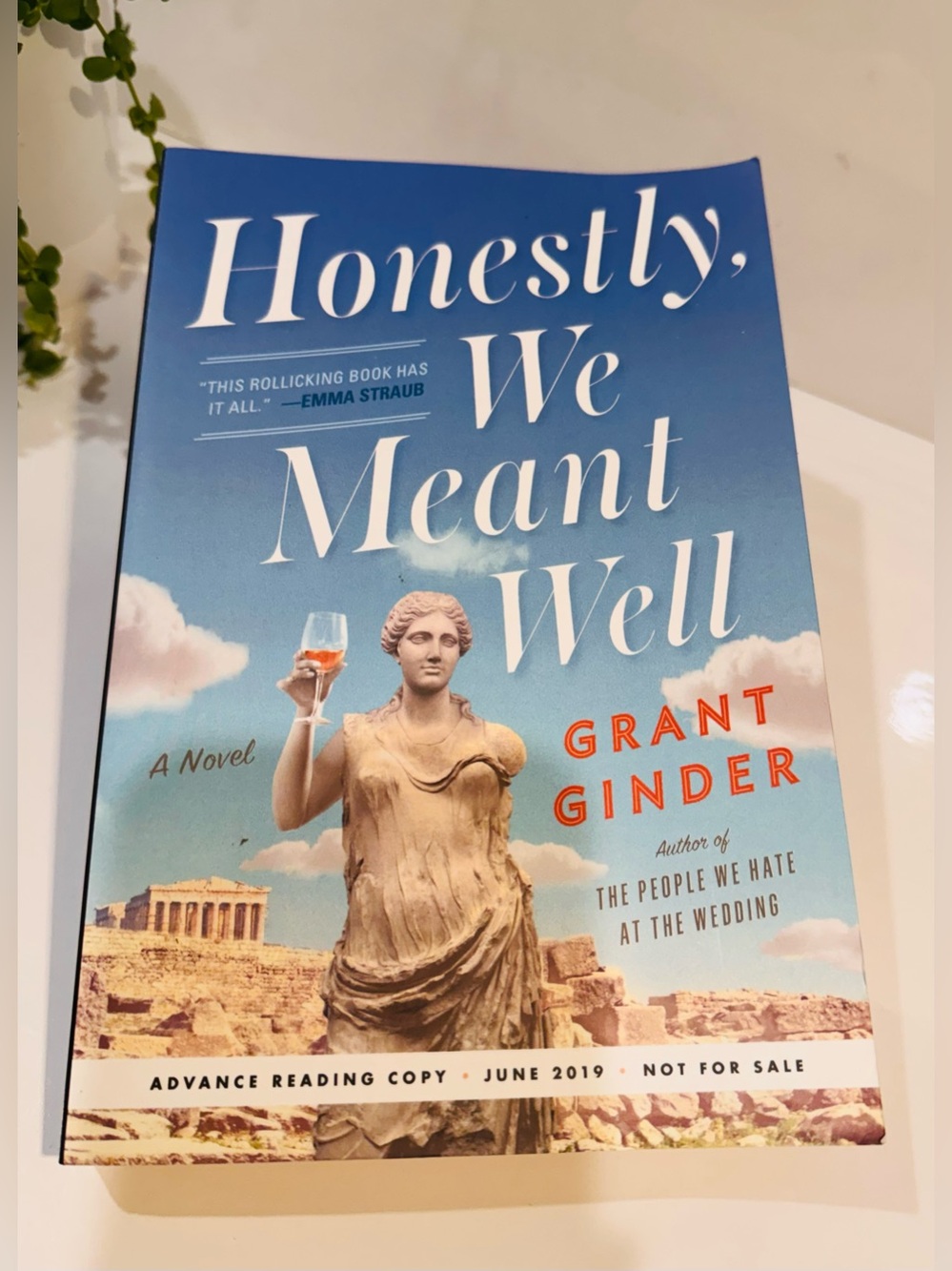 Honestly We Meant Well by Grant Ginder Softcover Novel 2019 Advance Reading Copy